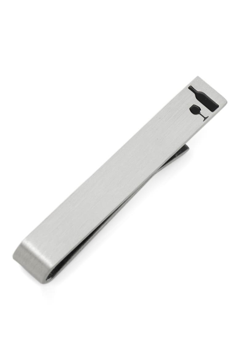 Men's Wine Snob Silvertone Tie Bar, Main, color, SILVER