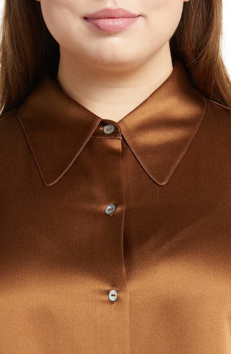 Vince Shaped Collar Silk Button-Up Blouse, Alternate, color, 