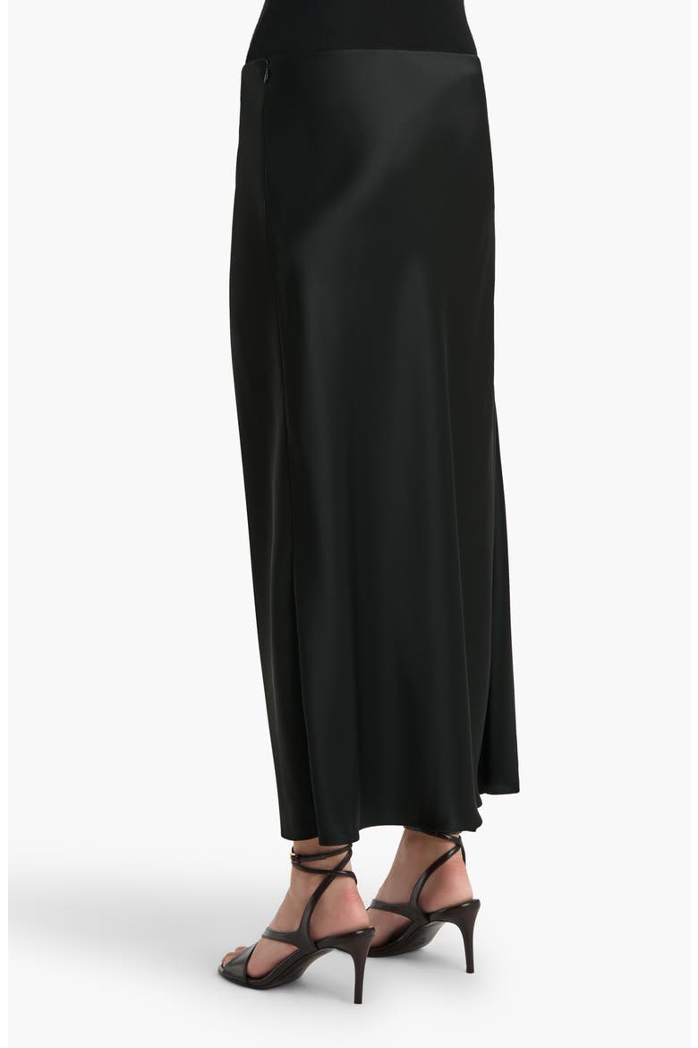 Demi Satin Midi Skirt, Alternate, color, BLACK