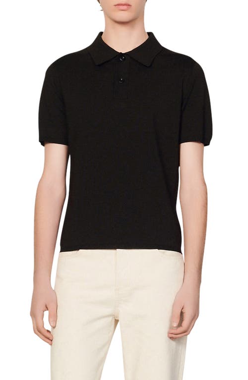 SANDRO Short-sleeve knitted polo shirt in Black at Nordstrom, Size X-Small