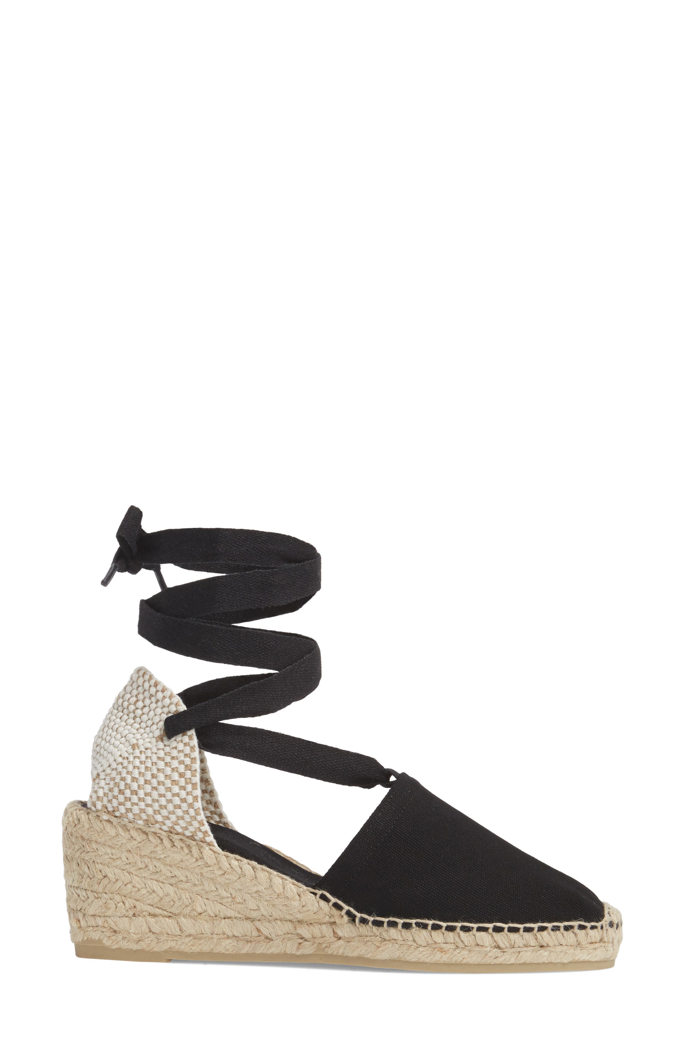 Toni Pons Valencia Wraparound Espadrille Wedge, Alternate, color, Black Fabric
