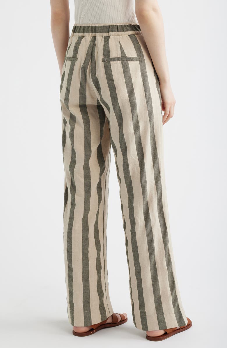 Faherty Sun Strider Stripe Wide Leg Organic Cotton & Linen Pants, Alternate, color, Ivory/ Pine Bay Stripe