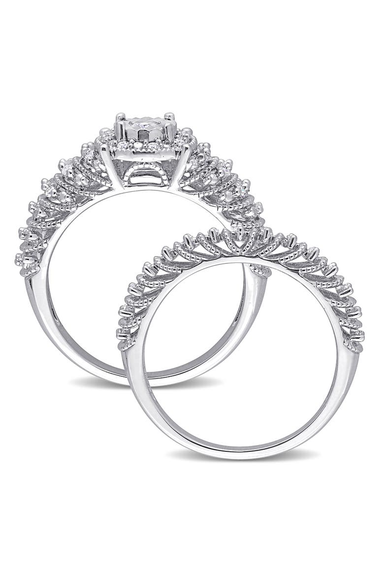 Diamond Halo 2-Piece Bridal Ring Set, Alternate, color, Sterling Silver