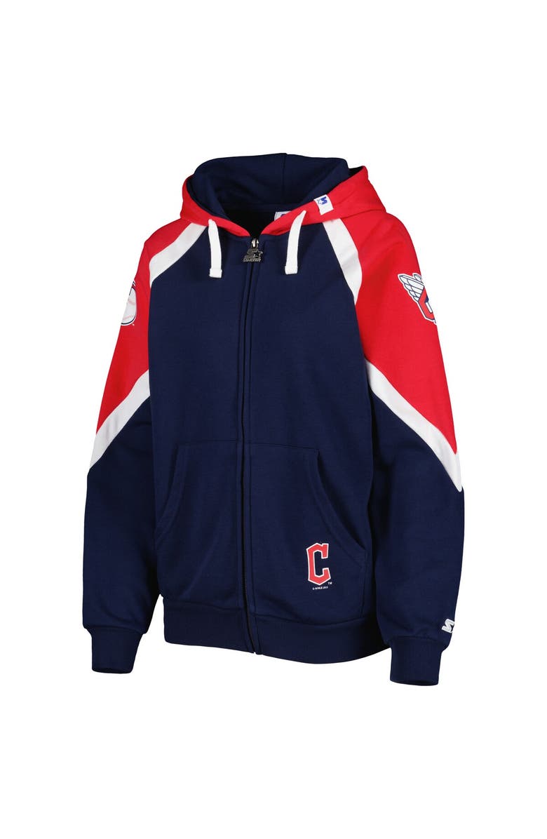 STARTER Women's Starter Navy/Red Cleveland Guardians Hail Mary Full-Zip Hoodie, Alternate, color, Navy