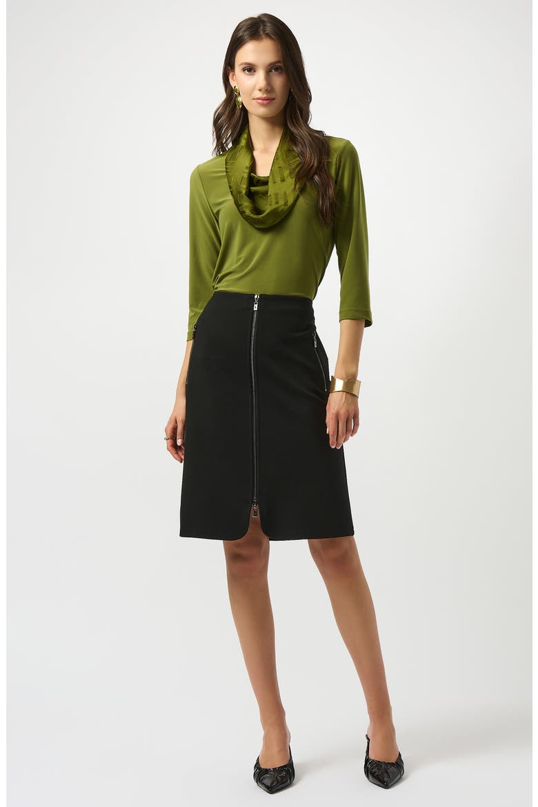Front Zip Knit Skirt, Alternate, color, BLACK