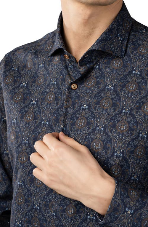 Luchiano Visconti Leo Navy Multi Paisley Jacquard Shirt In Multi