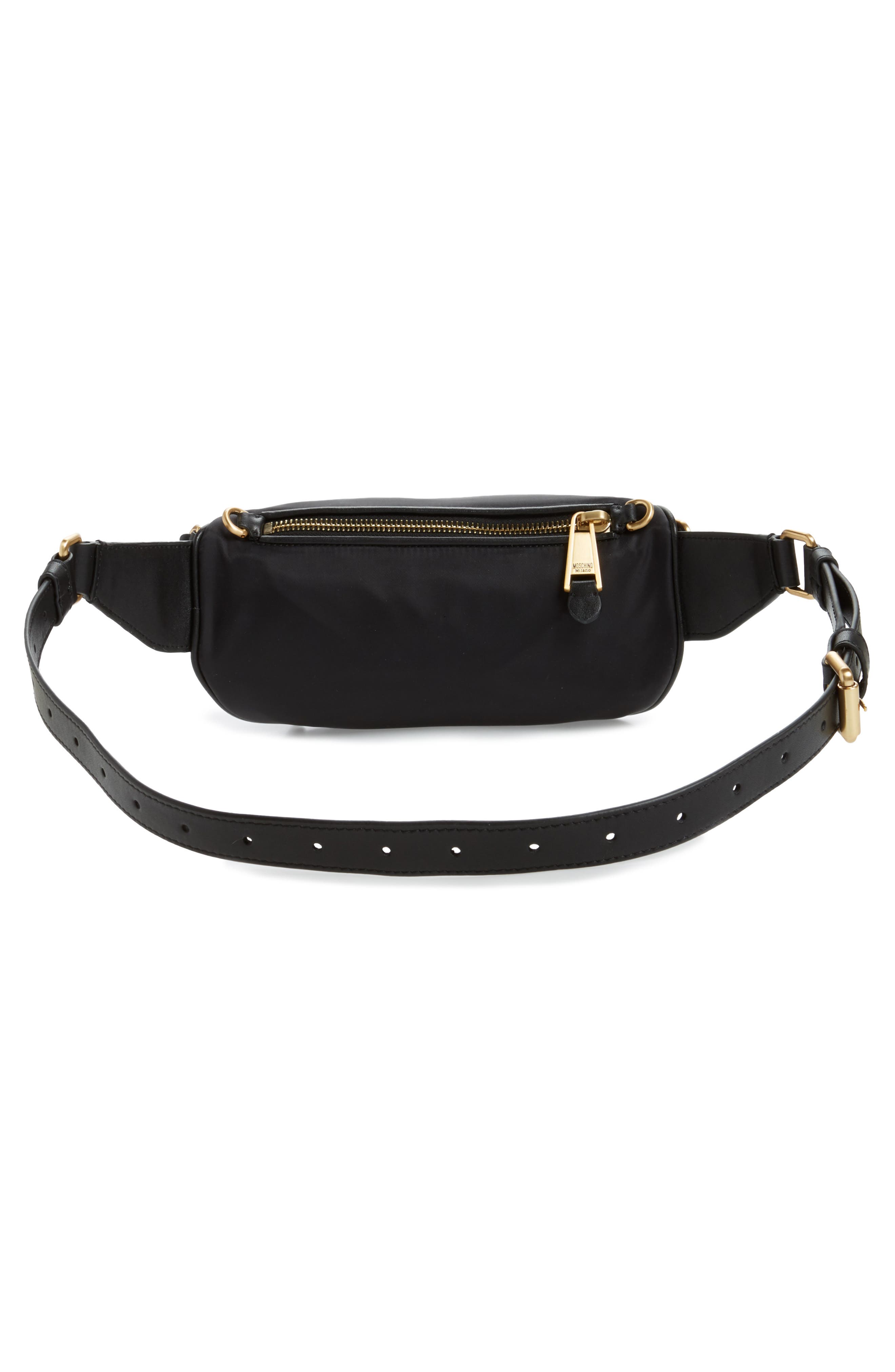 Moschino Logo Nylon Belt Bag, Alternate, color, 