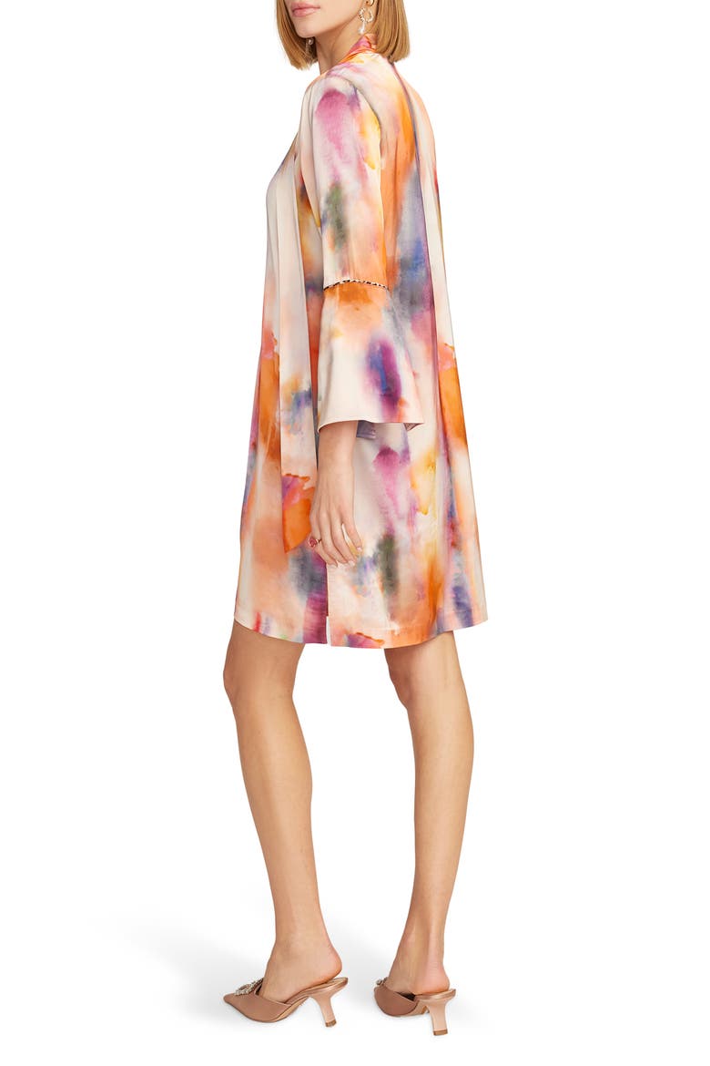 Brenna Tie Neck Long Sleeve Shift Dress, Alternate, color, PINK MULTI