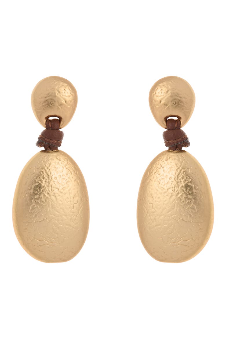 Peggy Smooth Pebble Cord Drop Earrings, Alternate, color, GOLD TONE BROWN