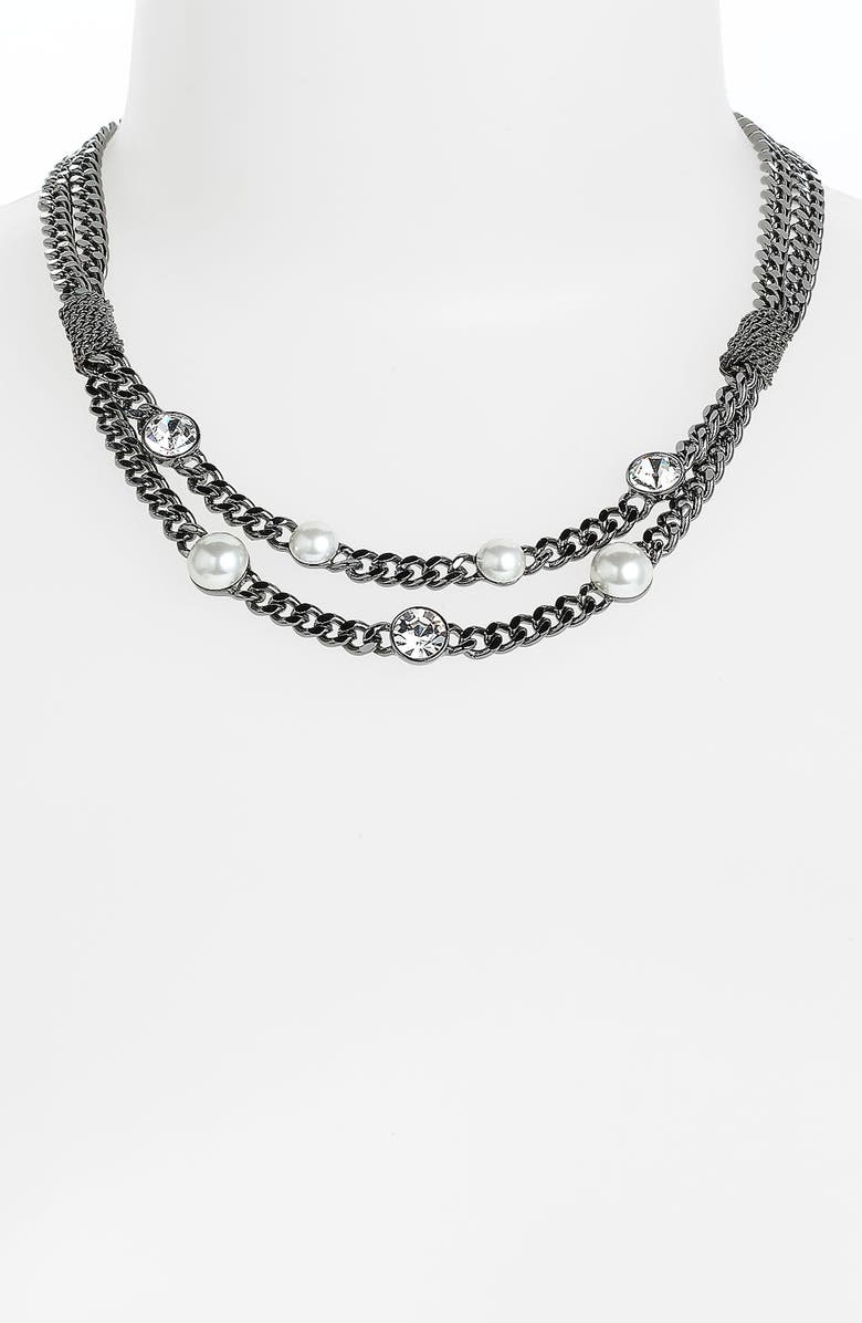 Givenchy Glass Pearl Collar Necklace, Main, color, 