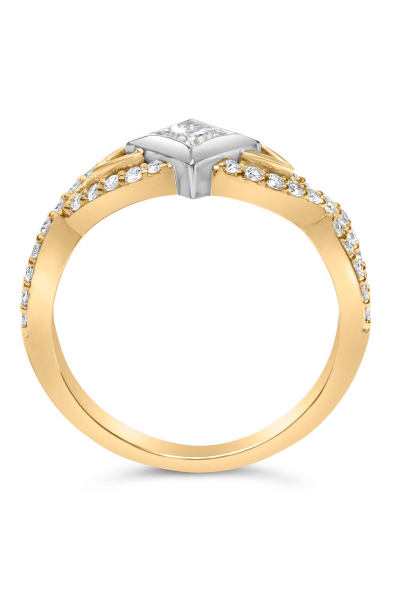 10K Two Tone Color 2/3 Cttw Diamond Kite and Twist Shank Ring, Alternate, color, Yellow