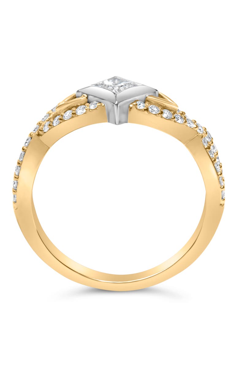 Haus of Brilliance 10K Two Tone Color 2/3 Cttw Diamond Kite and Twist Shank Ring, Alternate, color, Yellow