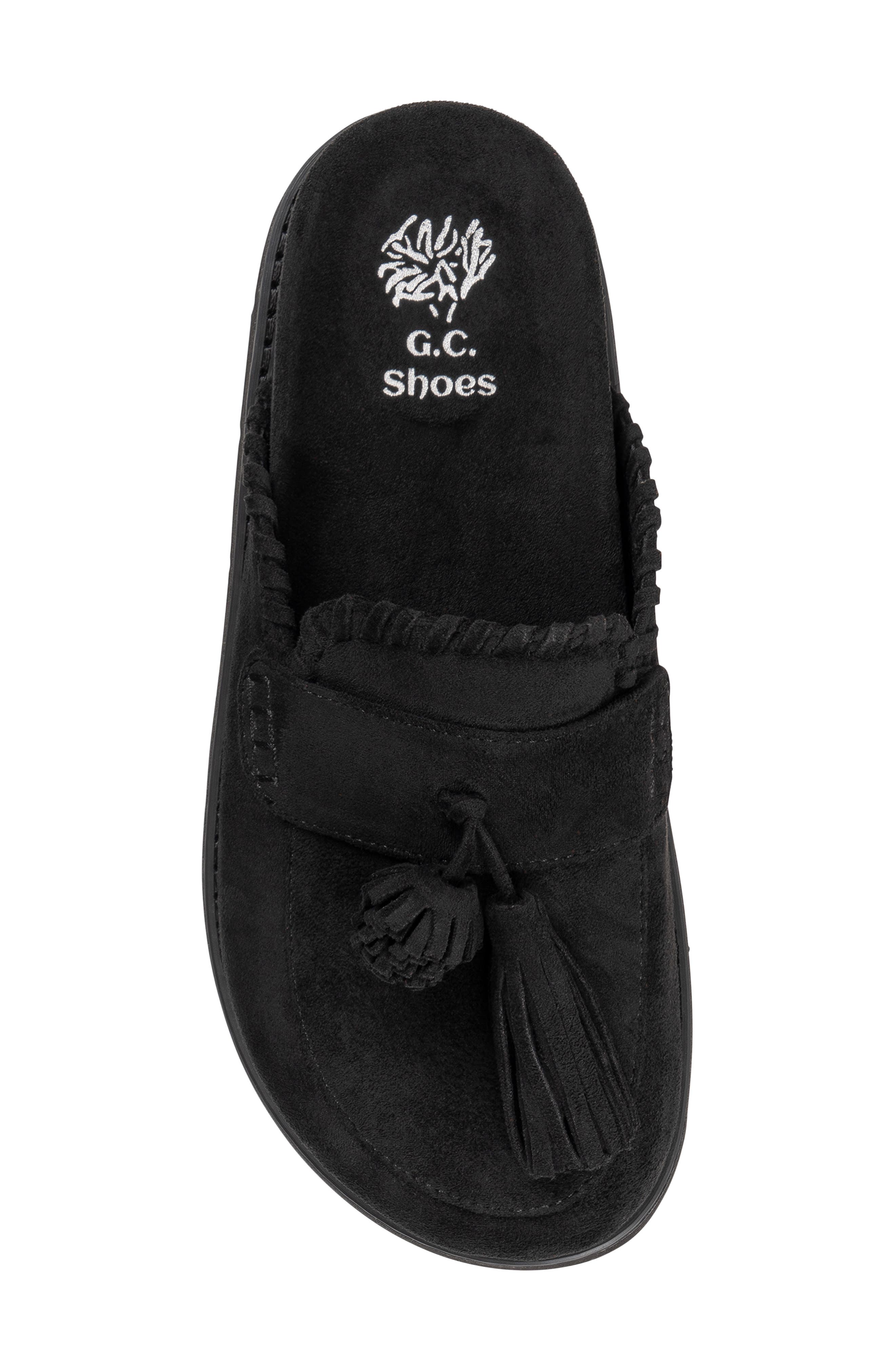 Lenox Faux Suede Tassel Clog, Alternate, color, BLACK