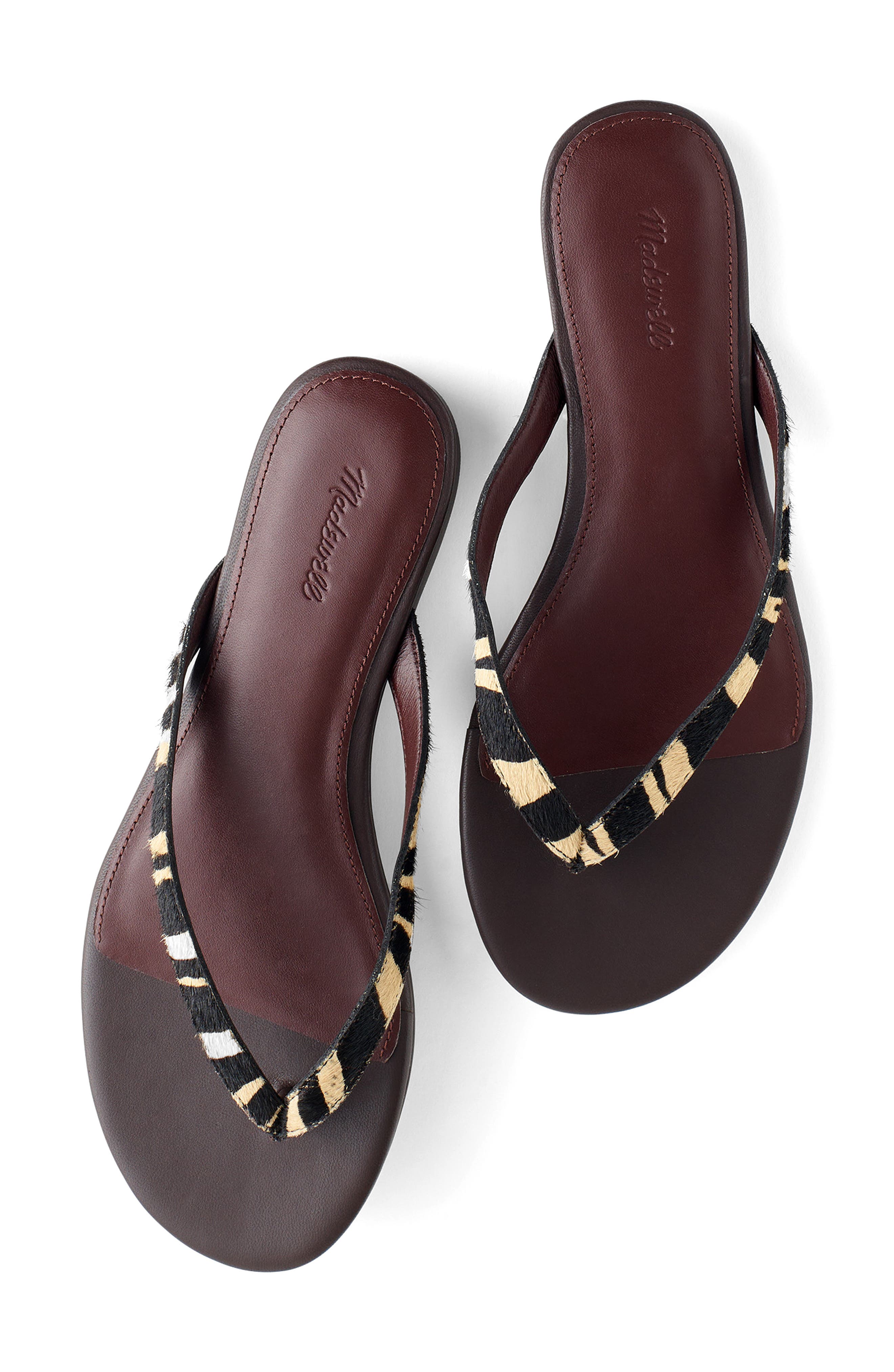 Madewell The Iggy Zebra Print Genuine Calf Halr Thong Sandal, Alternate, color, 