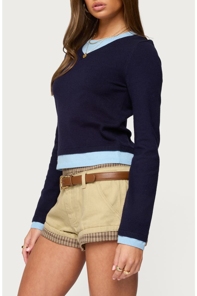 Marthie Faux Layered Sweater, Alternate, color, NAVY