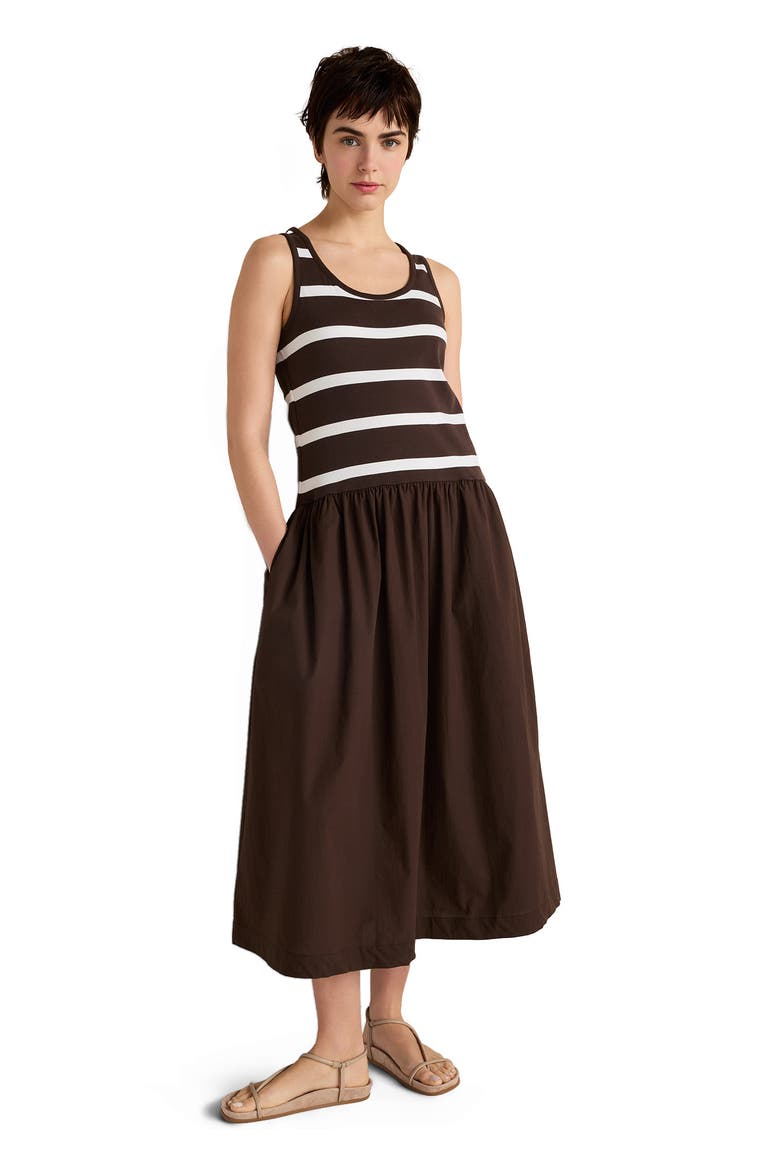 Organic Cotton Stripe Midi Dress, Main, color, Mixy Stripe Coffee Multi