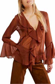 Free People Tulula Ruffle Chiffon Top