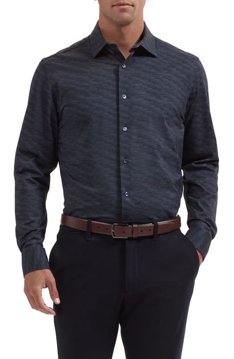 James OoohCotton® Herringbone Print Button-Up Shirt