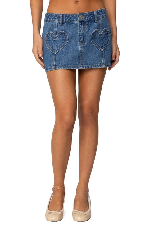 Heart Pocket Denim Miniskirt
