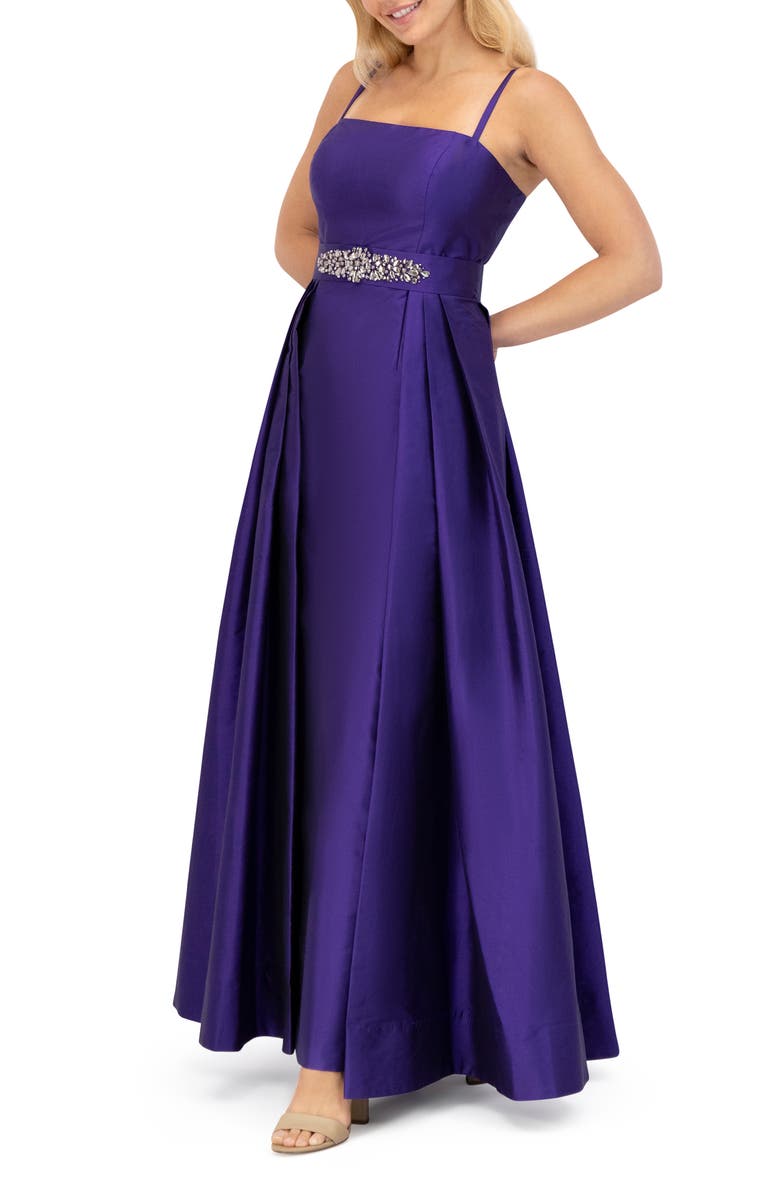 Eliza J Belted Taffeta Ballgown, Alternate, color,