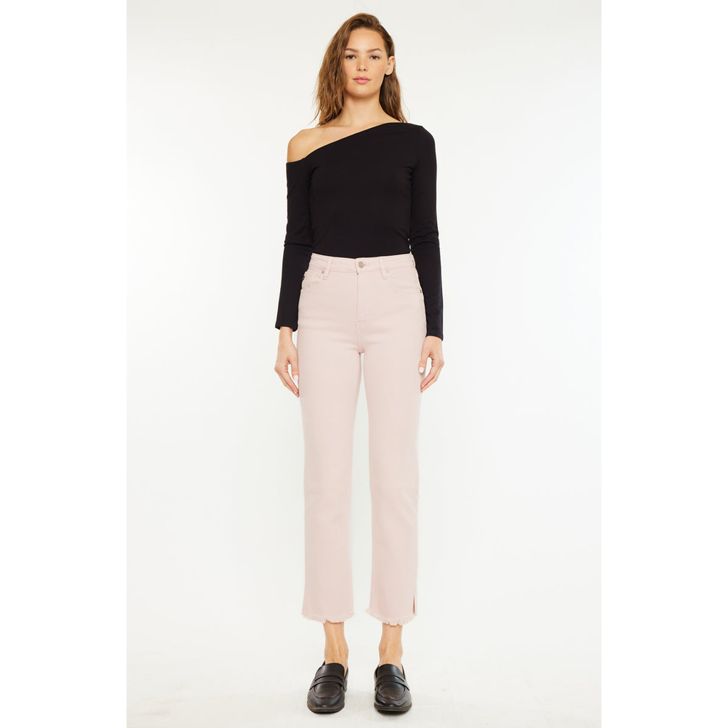 Kancan Tiana High Rise Slim Straight Jeans In Pink
