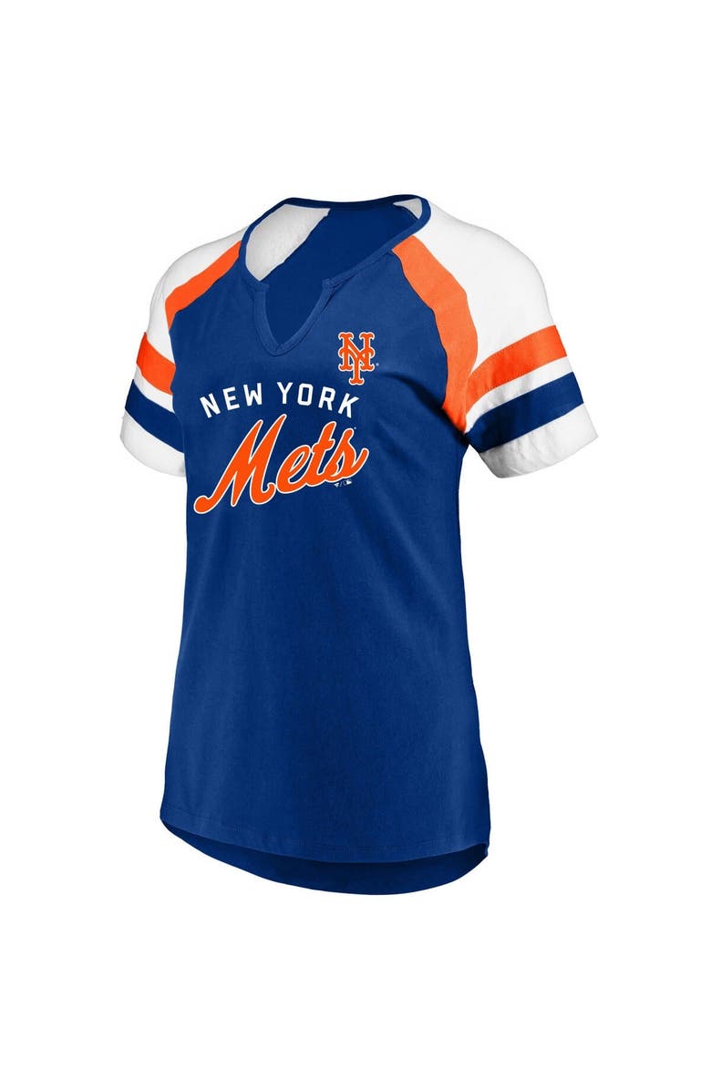PROFILE Women's Profile  Royal New York Mets Arched Notch Neck T-Shirt, Alternate, color, Royal
