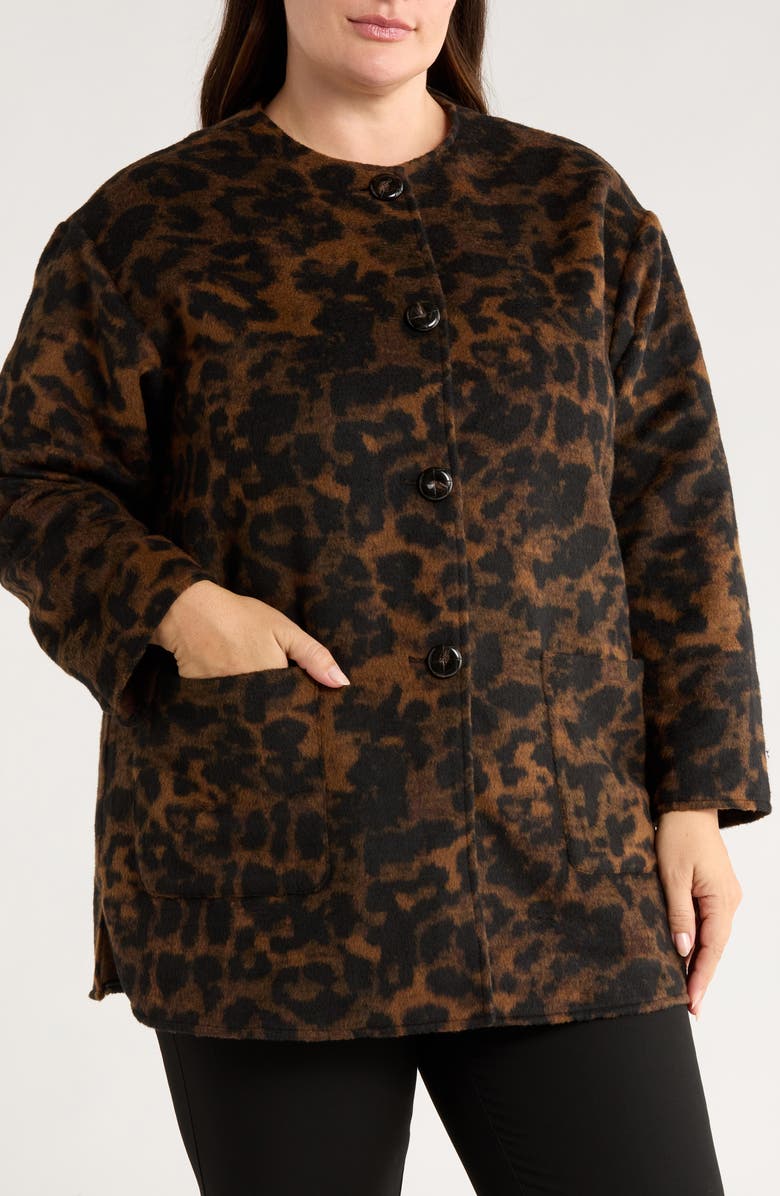 Anne Klein Leopard Print Topper Jacket, Alternate, color,