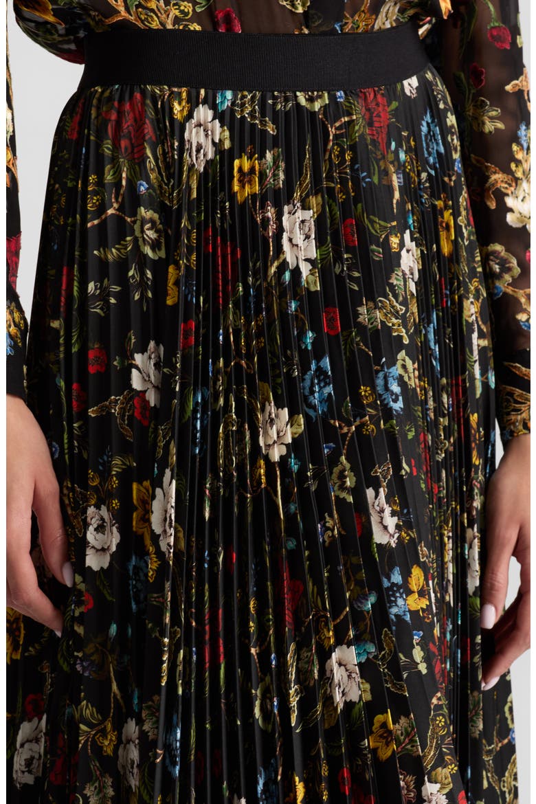 Katz Pleated Maxi Skirt, Alternate, color, TAPESTRY TRAILS/ BLACK
