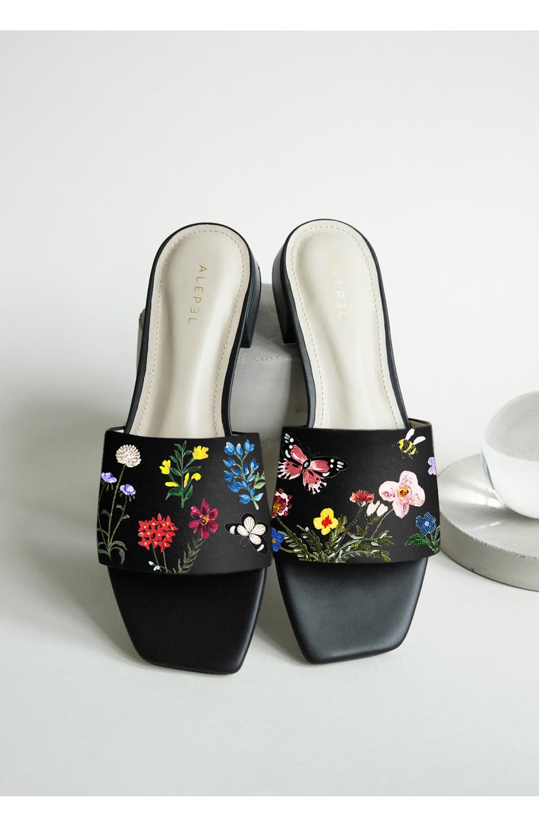 ALEPEL Leather Slide, Alternate, color, Pressed Flowers