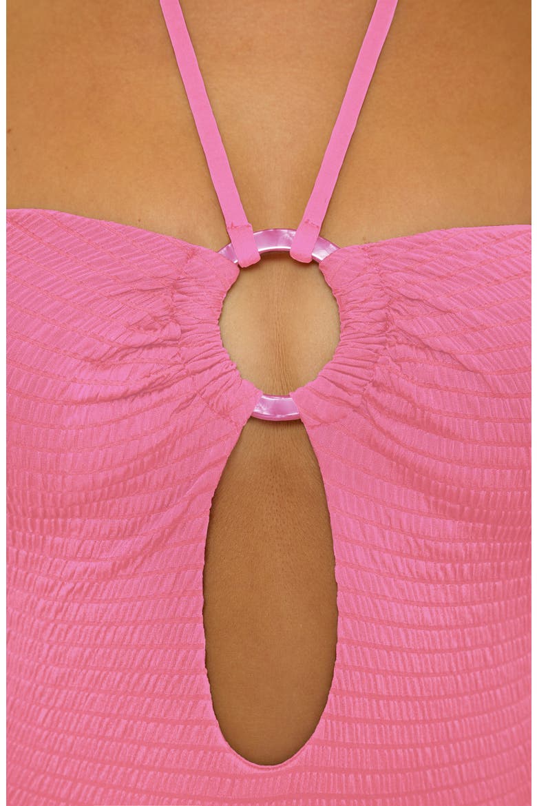 Maza Ring Halter One-Piece Swimsuit, Alternate, color, ROSY