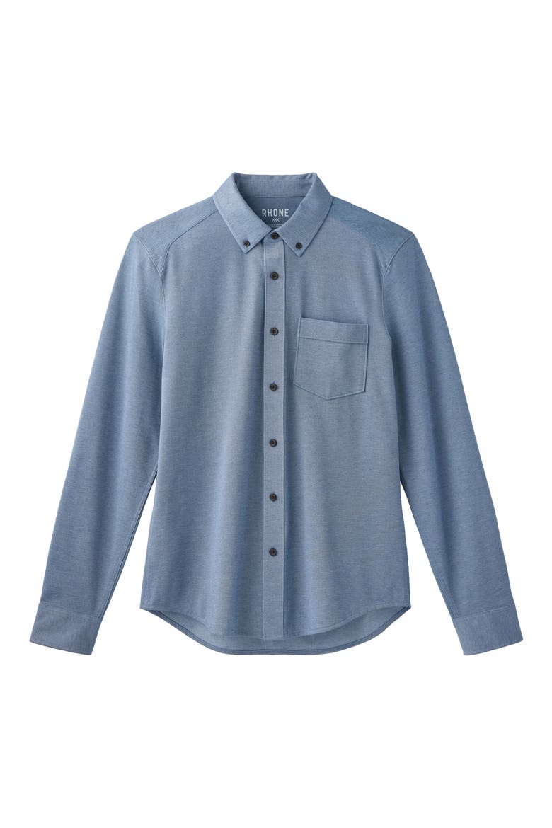Effortless Oxford Performance Button-Down Shirt, Alternate, color, BLUE PEARL HEATHER