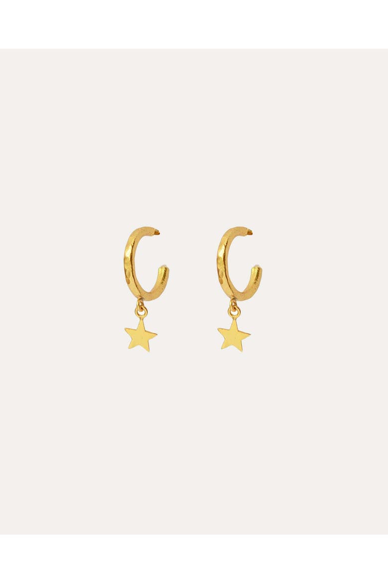 Star Charm Hoop Earrings, Main, color, Gold