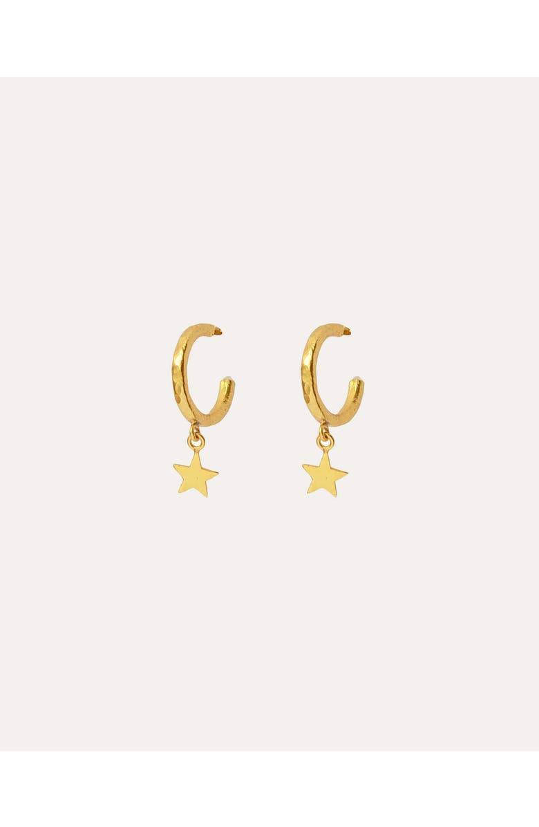 Ottoman Hands Star Charm Hoop Earrings, Main, color, Gold