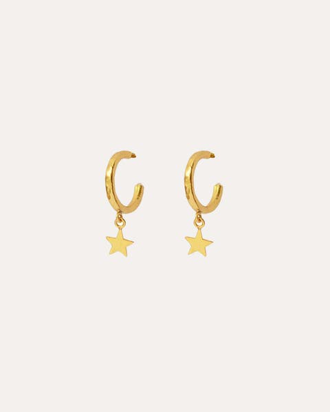 Star Charm Hoop Earrings