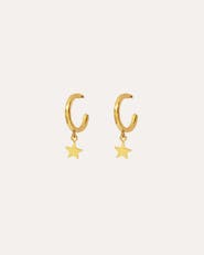 Ottoman Hands Star Charm Hoop Earrings