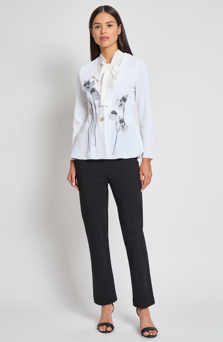 Misook Heritage Fit Embroidery Knit Jacket, Alternate, color,