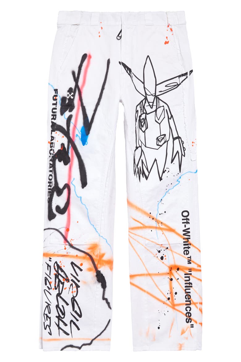 Futura Rainbow Carpenter Pants, Main, color, WHITE MULTI