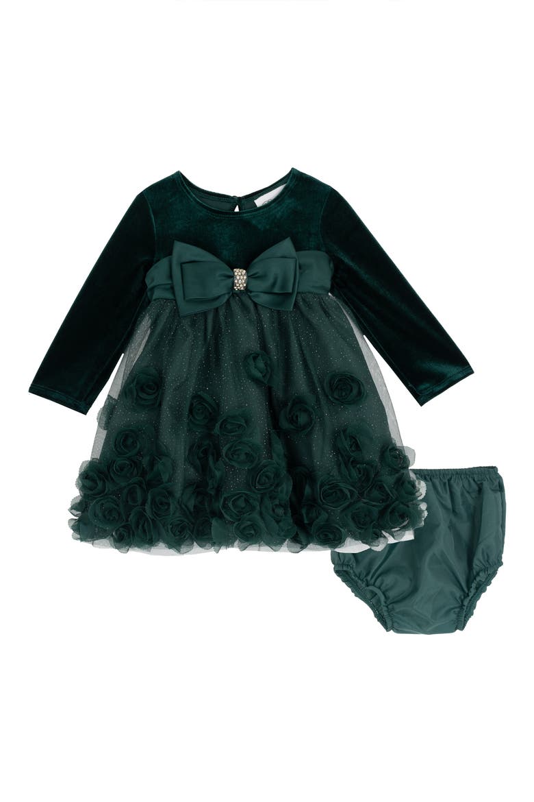 Velvet & Soutache Party Dress & Bloomers, Main, color, HUNTER