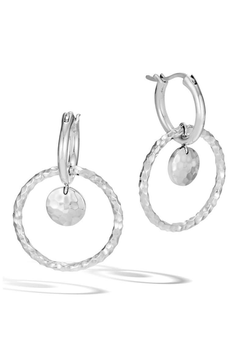 Dot Hammered Interlink Earrings, Main, color, SILVER