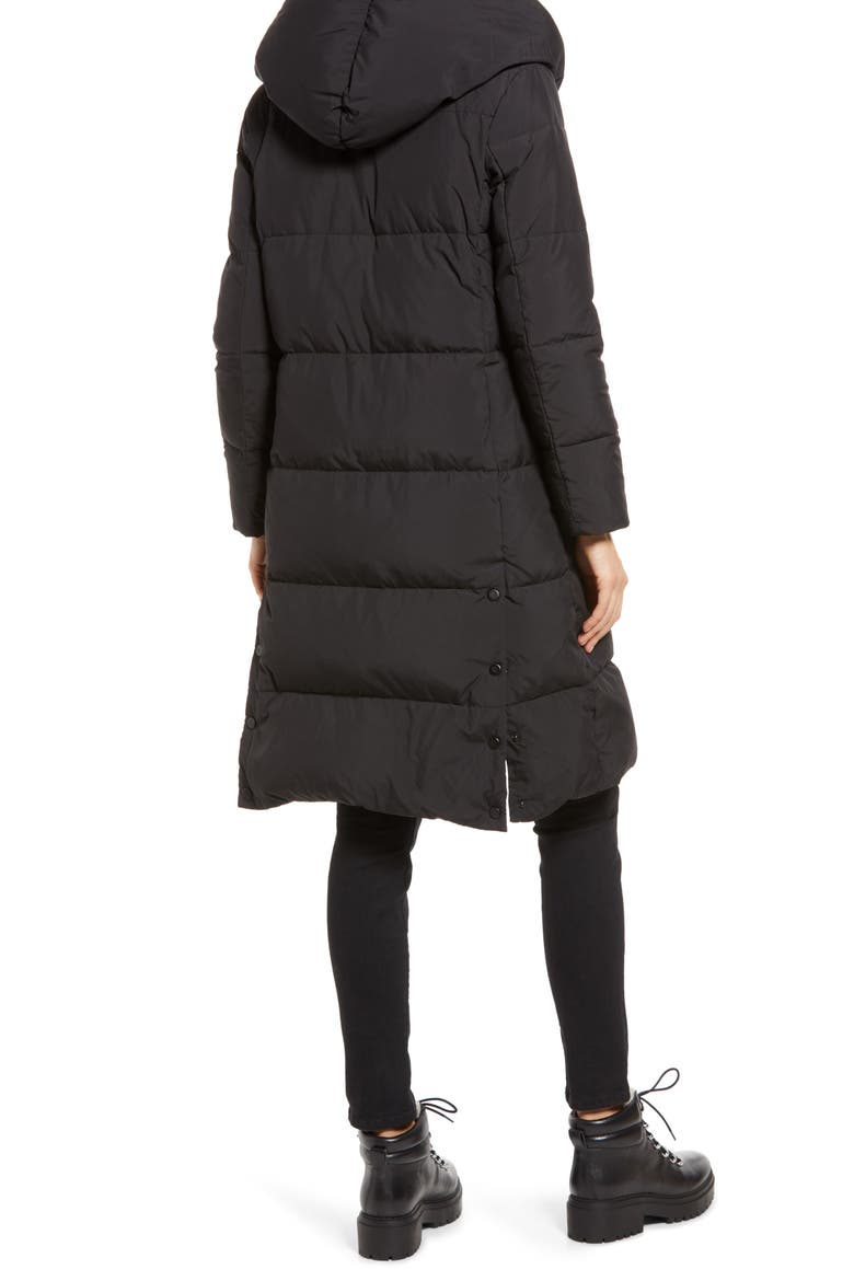 Pillow Collar Quilted Puffer Coat, Alternate, color, BLACK