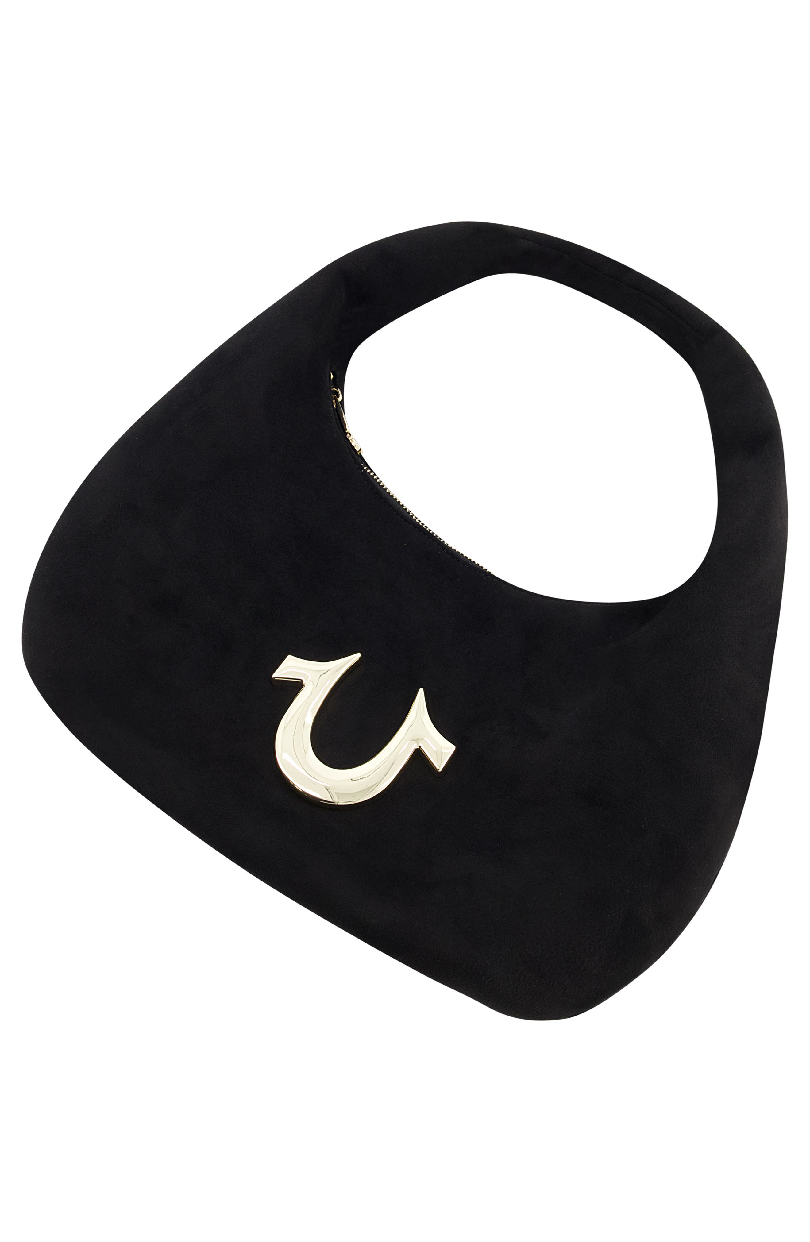 True Religion Brand Jeans Horseshoe Link Shoulder Bag, Alternate, color, Black