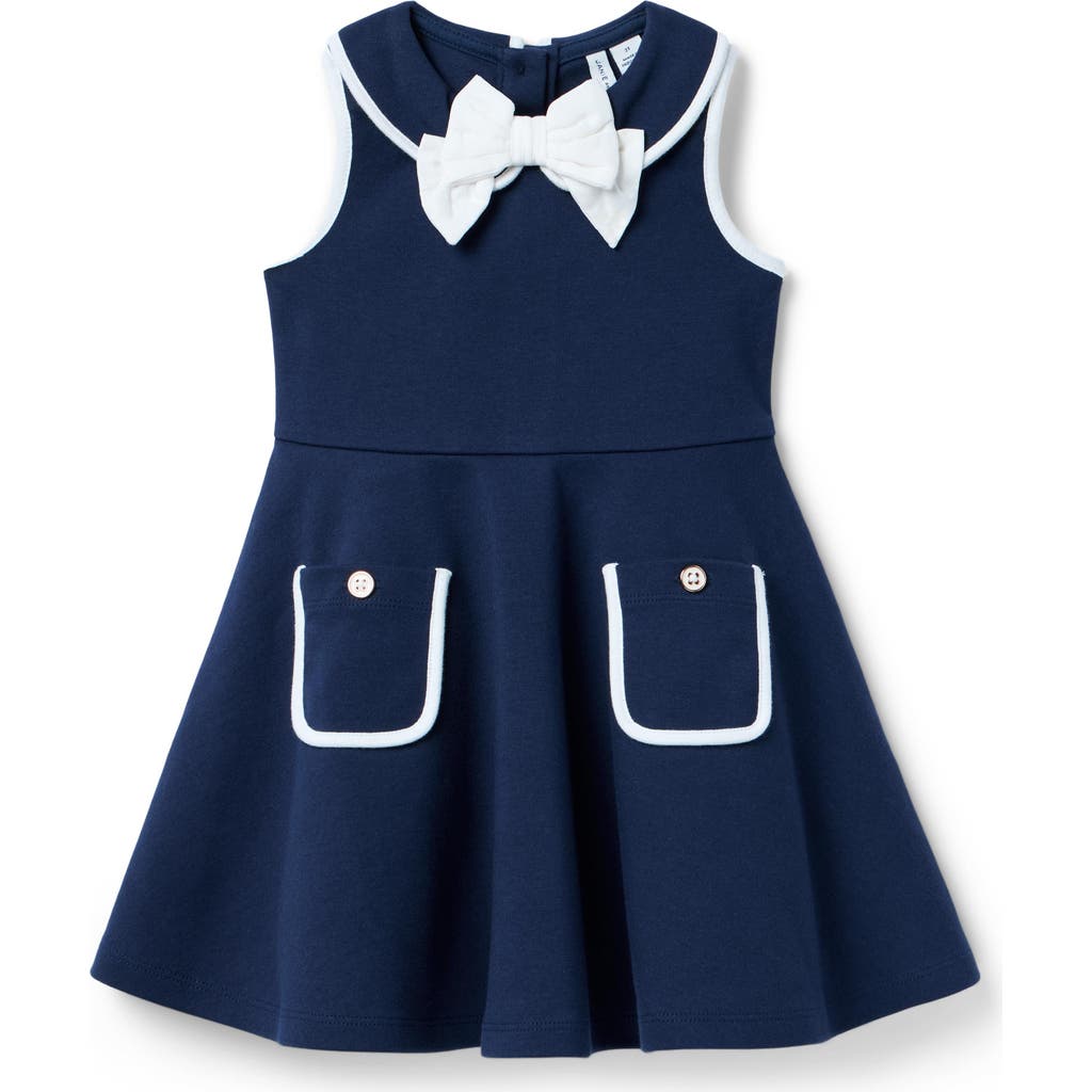 Janie And Jack The Classic Bow Ponte Dress In Blue