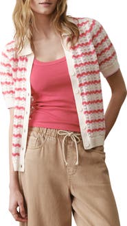 Marine Layer Piper Stripe Pointelle Stitch Cotton Button-Up Shirt