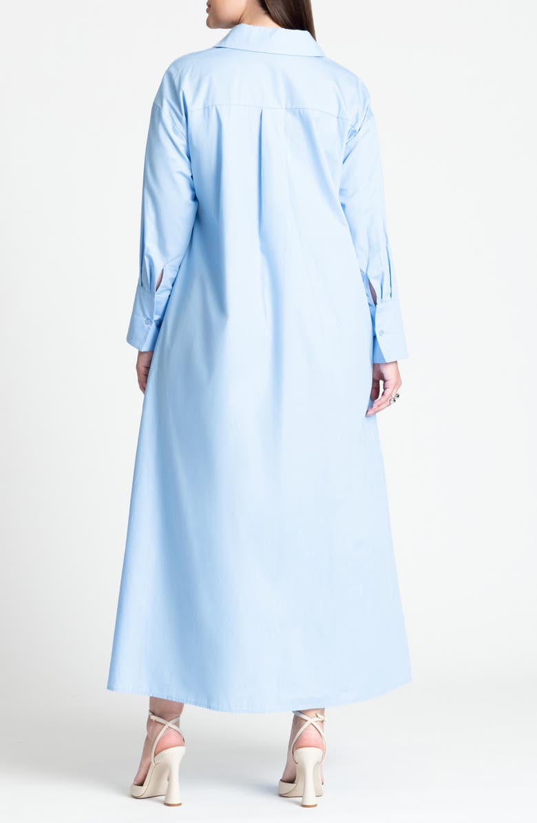 ELOQUII Long Sleeve Cotton Poplin Maxi Shirtdress, Alternate, color, 