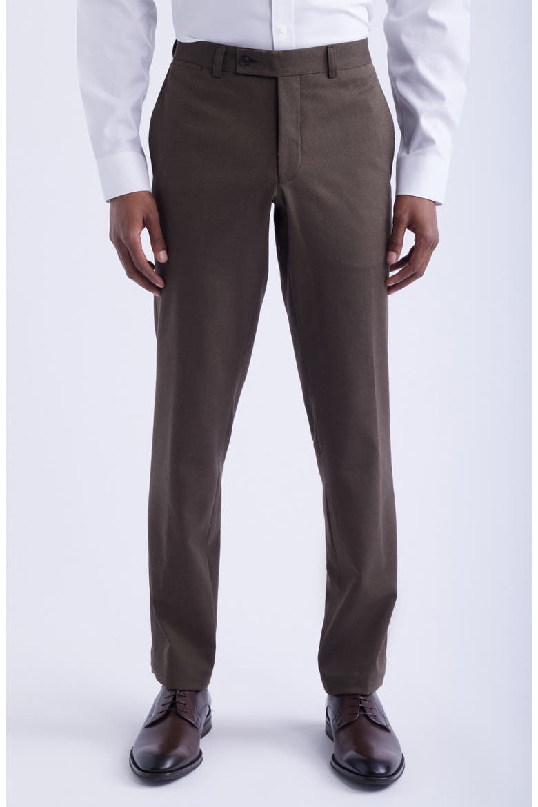 Jack Victor Men's Piero Flat Front Stretch Cotton & Wool Dress Pants - Gray