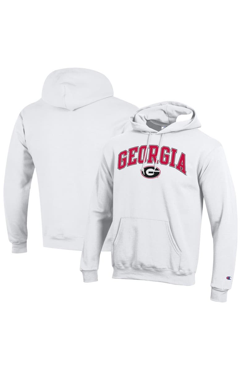 Champion Men's Champion White Georgia Bulldogs Arched Logo Fleece Pullover Hoodie, Alternate, color,