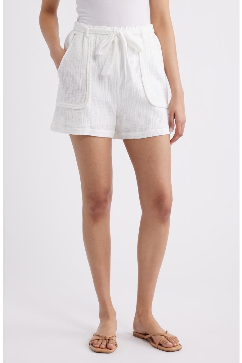 Woven Cotton Shorts, Main, color, WHITE