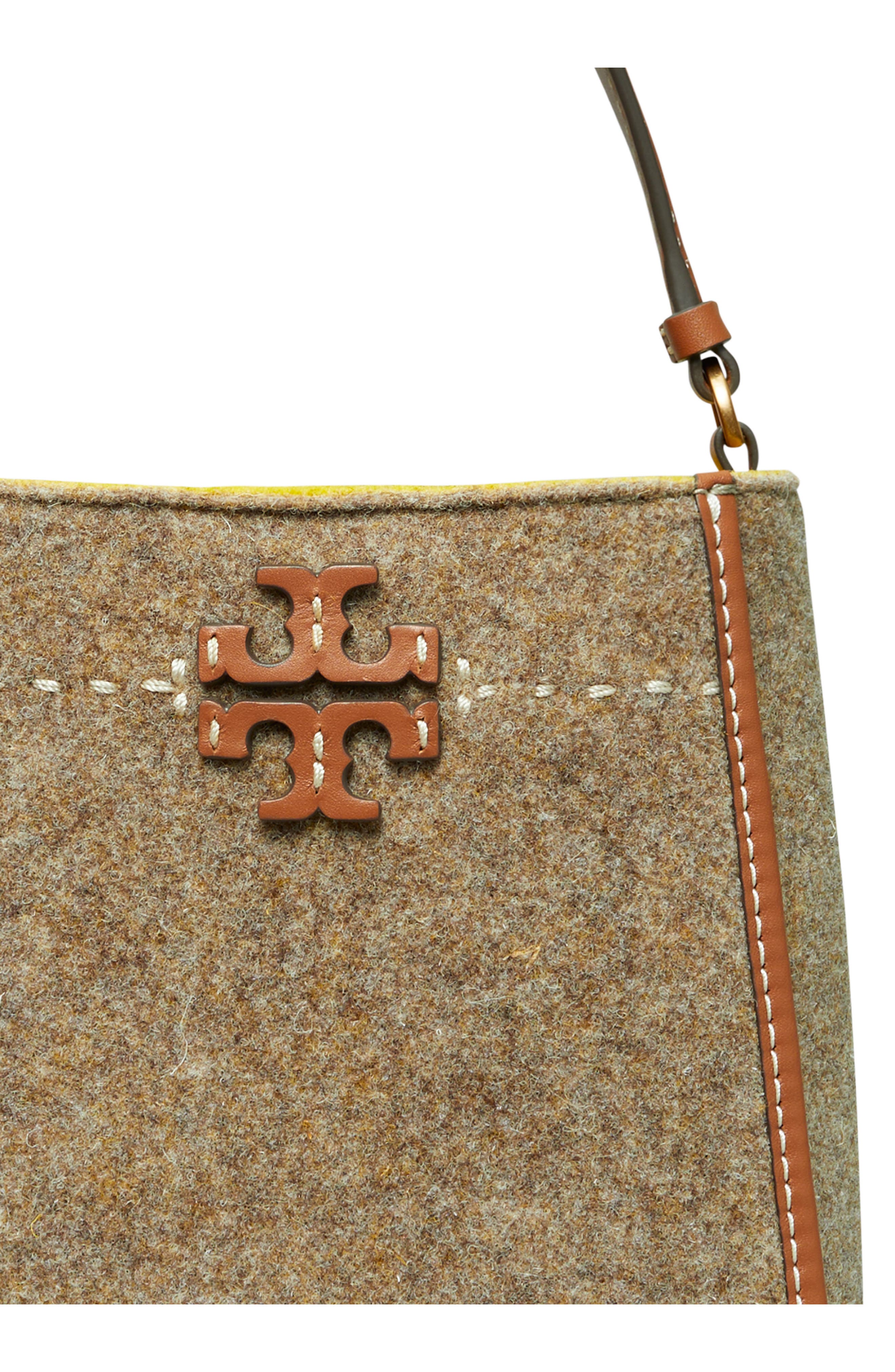 Tory Burch McGraw Small Wool Blend Felt Bucket Bag, Alternate, color, 