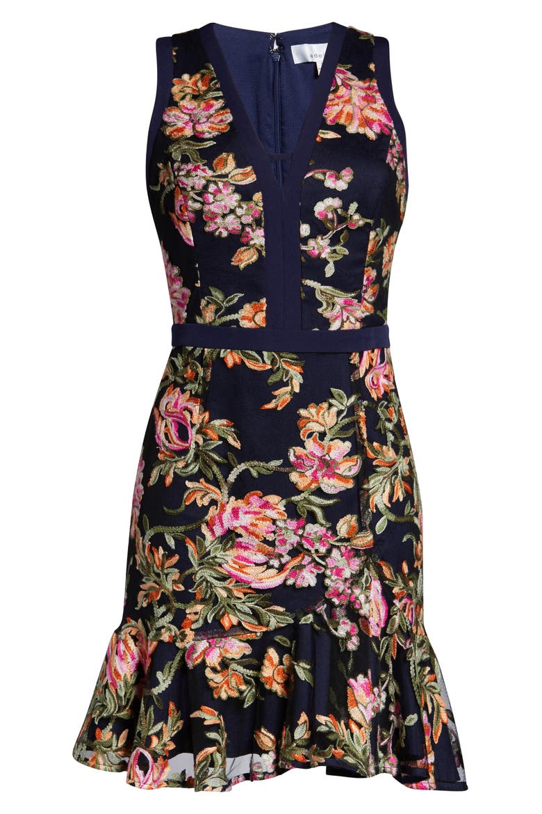 Kaylea Sleeveless Embroidered Minidress, Alternate, color, NAVY MULTI