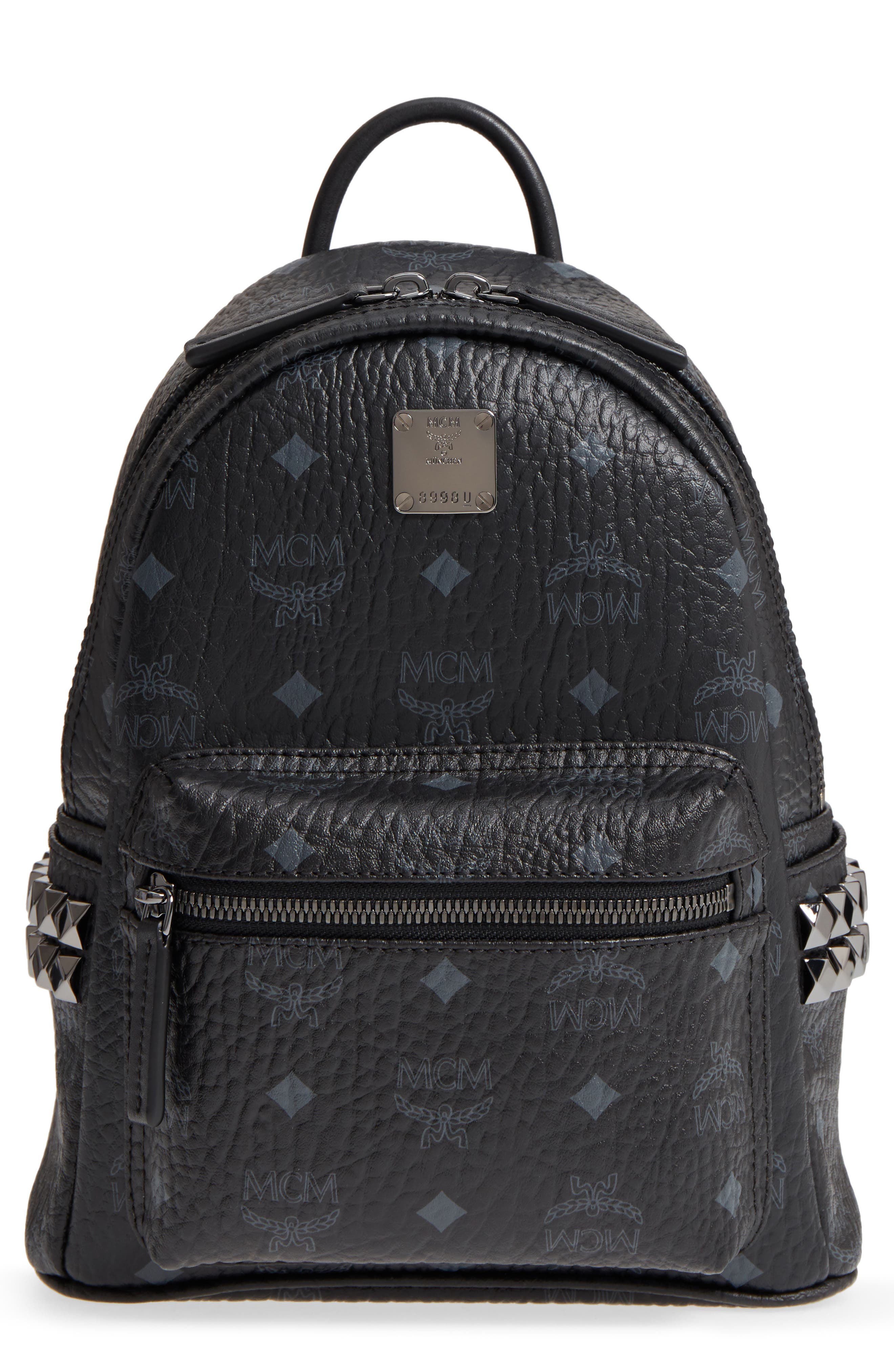 MCM Mini Stark Side Stud Coated Canvas Backpack, Main, color, 